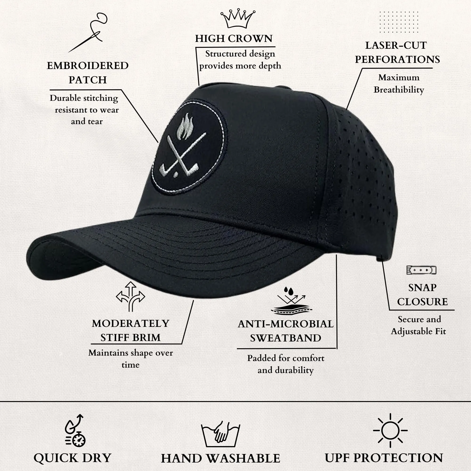 Solid Laser Cut Golf Cap by Funky Junque