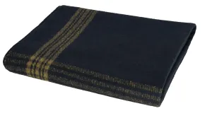 STRIPED WOOL BLANKET - NAVY AND YELLOW