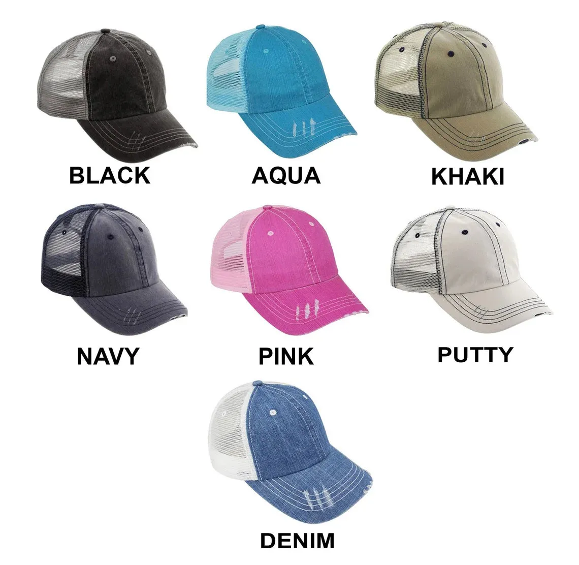 Titi Embroidered Distressed Trucker Hat