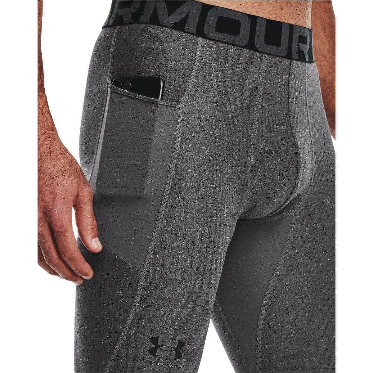 Under Armour HeatGear Compression Mens Long Running Tights - Grey