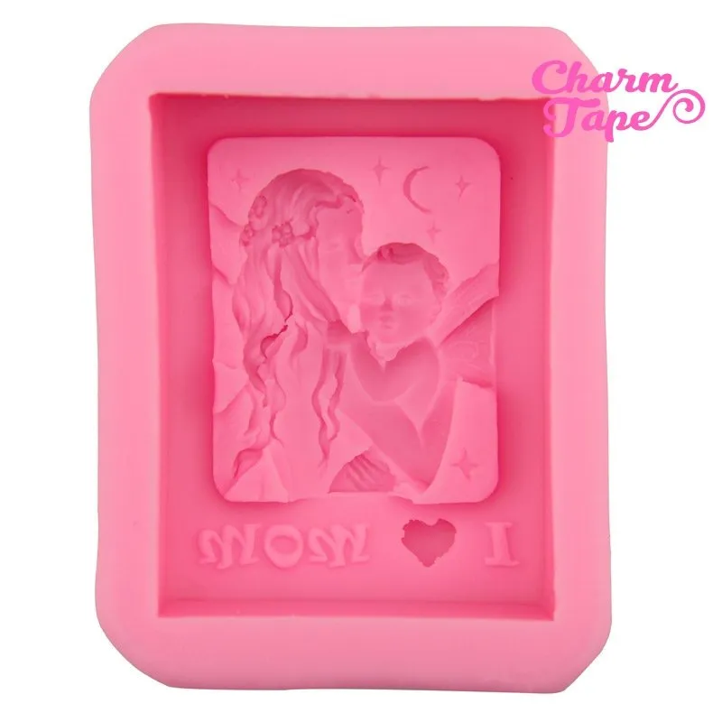 Very Detailed Mother & Child Food Graded Silicon silicone mold for uv resin /cake/ fondant / soap making flexible mold H2879