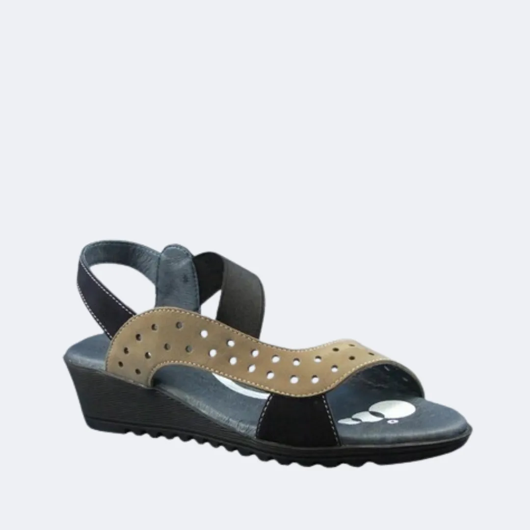 Via Nova - Iconic - Wedge Sandals - Black/Taupe