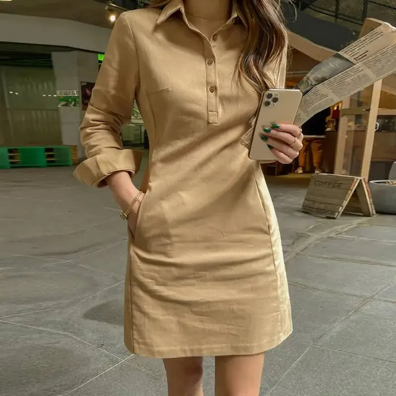 VONDA Women’s Summer Long Sleeve Shirt Sundress