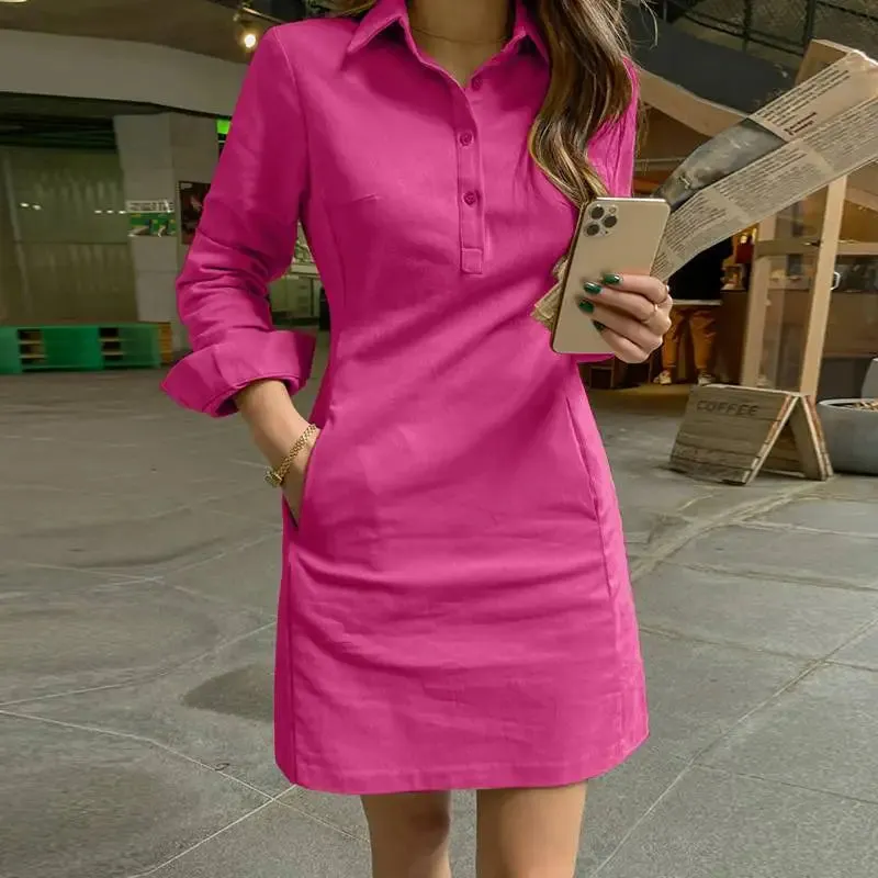 VONDA Women’s Summer Long Sleeve Shirt Sundress
