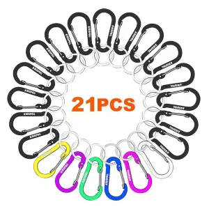 WAPAG Carabiner Clip 2Inch Aluminum Flat Gourd Shape Mini Spring Hook Keychain Keyring for Keys Small Items Daily Life Hammocks Camping Hiking Running Accessories (21Color)