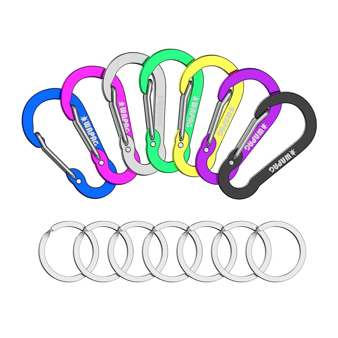 WAPAG Carabiner Clip 2Inch Aluminum Flat Gourd Shape Mini Spring Hook Keychain Keyring for Keys Small Items Daily Life Hammocks Camping Hiking Running Accessories (21Color)