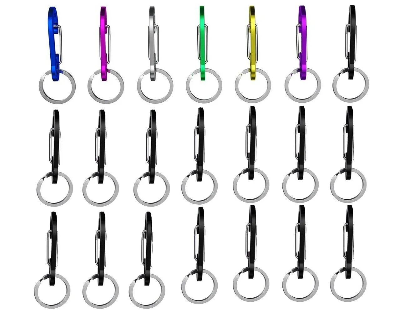 WAPAG Carabiner Clip 2Inch Aluminum Flat Gourd Shape Mini Spring Hook Keychain Keyring for Keys Small Items Daily Life Hammocks Camping Hiking Running Accessories (21Color)