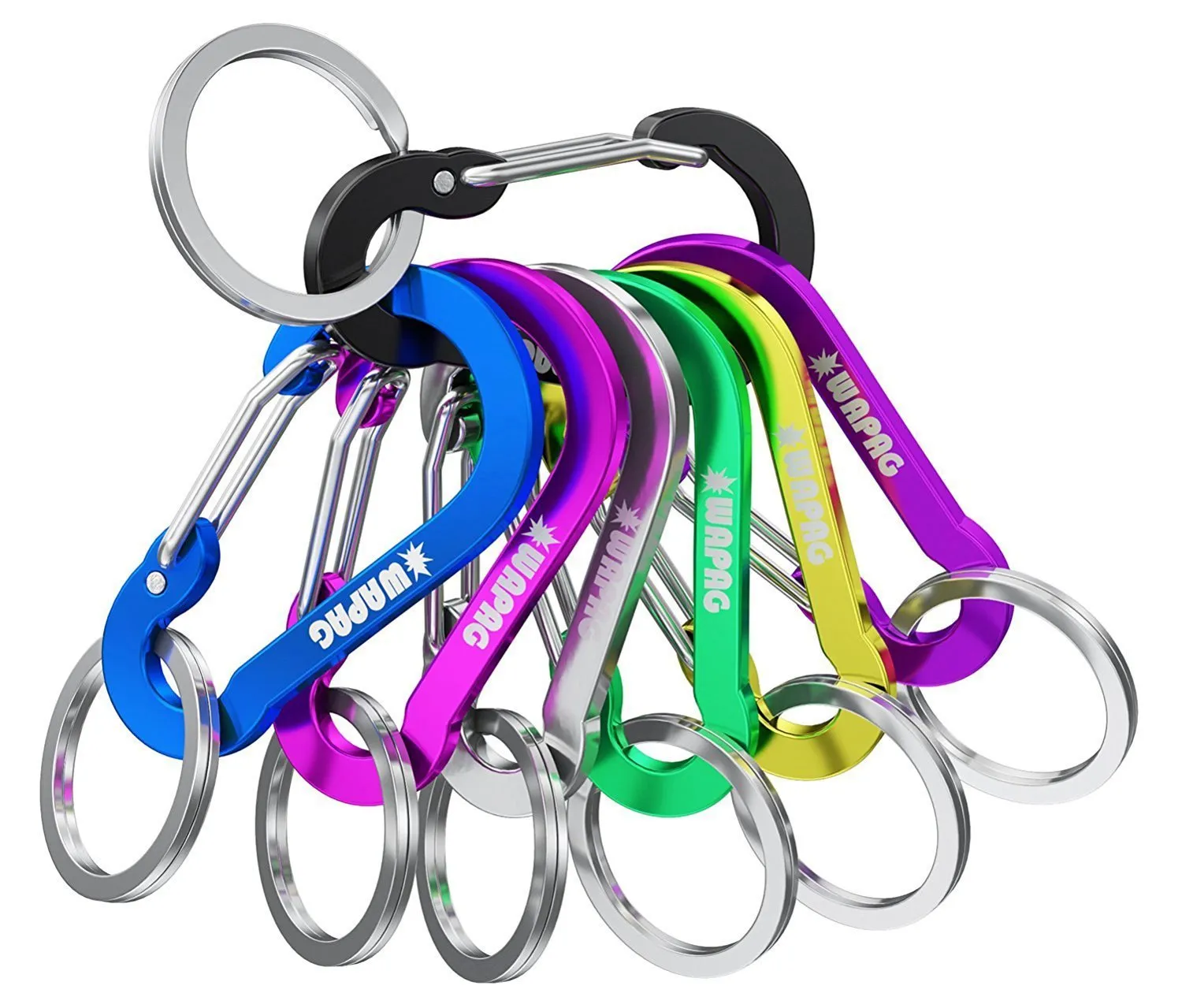 WAPAG Carabiner Clip 2Inch Aluminum Flat Gourd Shape Mini Spring Hook Keychain Keyring for Keys Small Items Daily Life Hammocks Camping Hiking Running Accessories (21Color)