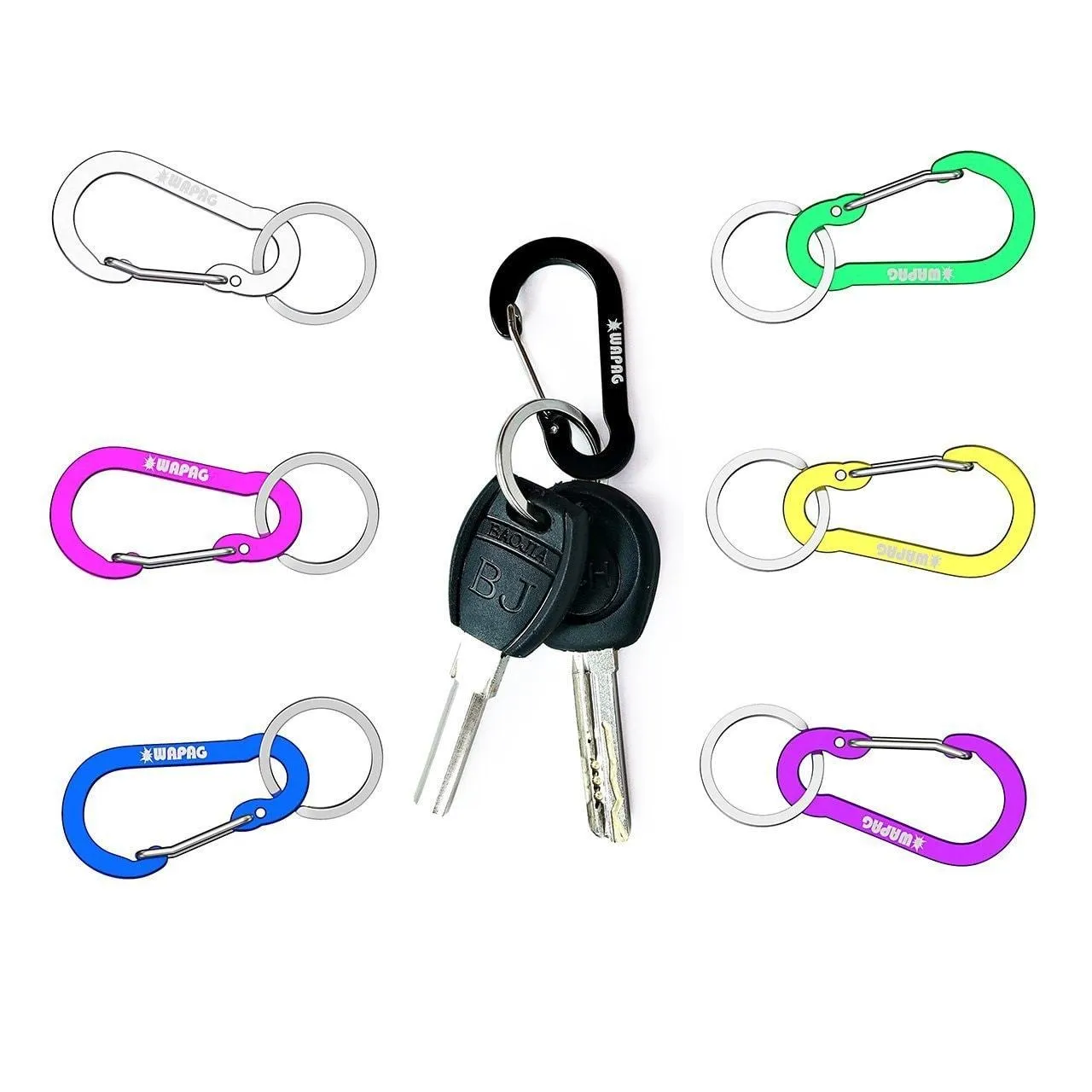WAPAG Carabiner Clip 2Inch Aluminum Flat Gourd Shape Mini Spring Hook Keychain Keyring for Keys Small Items Daily Life Hammocks Camping Hiking Running Accessories (21Color)