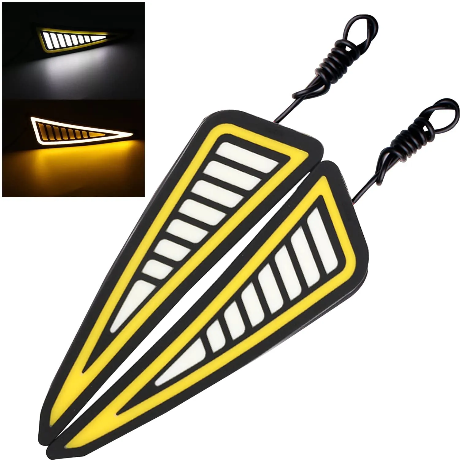 Waterproof Flexible Strip Rear DRL Light with Running LED Indicator White-Amber