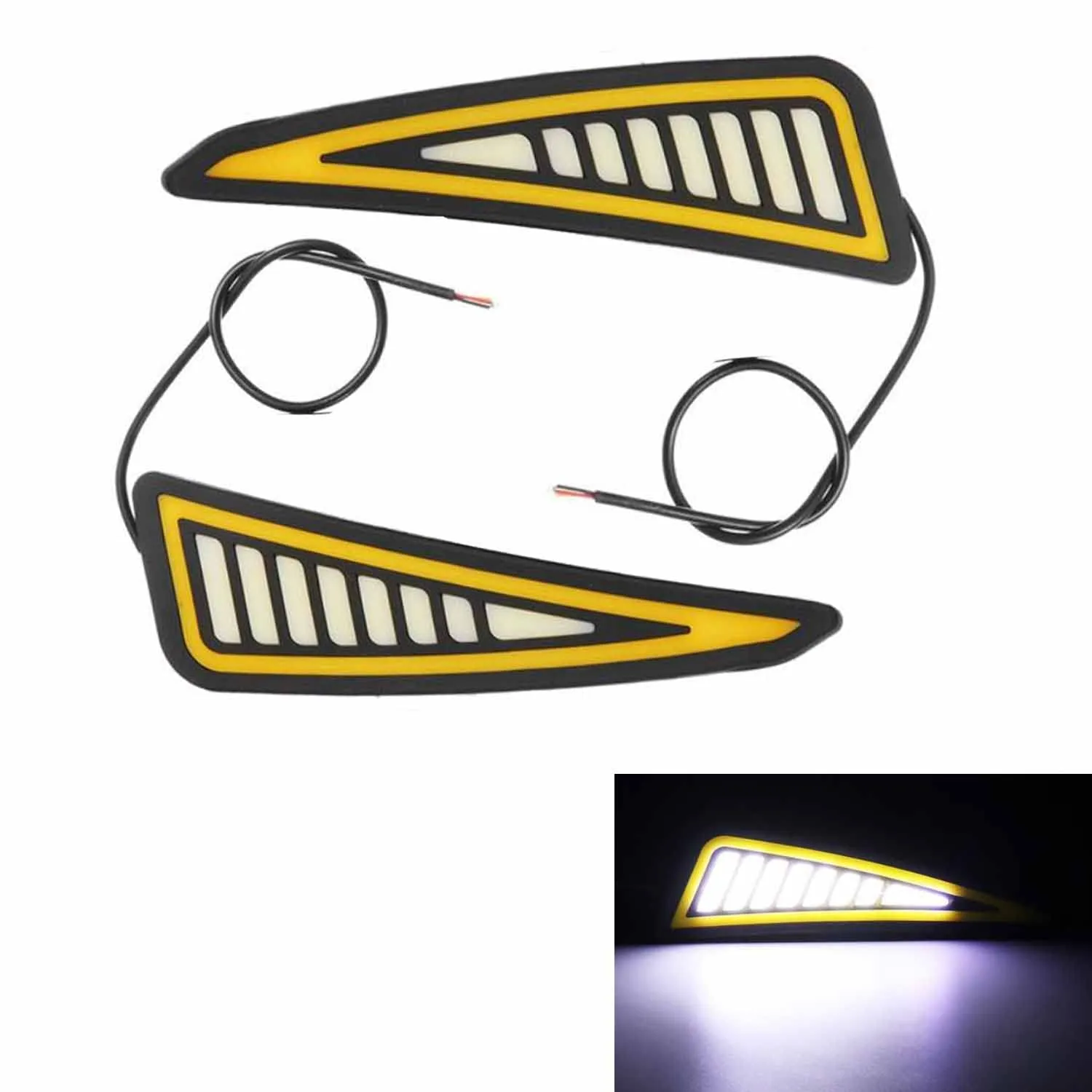 Waterproof Flexible Strip Rear DRL Light with Running LED Indicator White-Amber