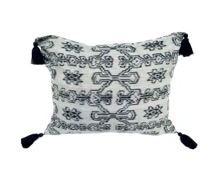 White Ikat Pillow 25x19