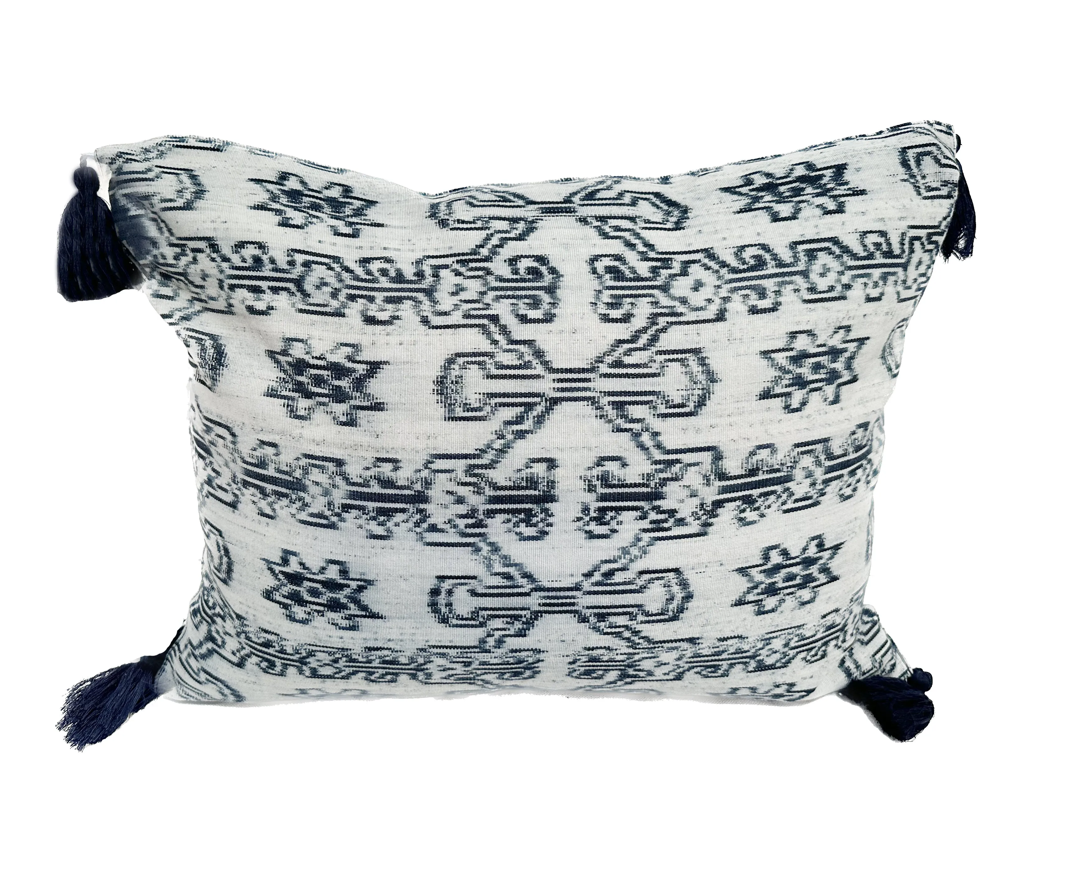 White Ikat Pillow 25x19