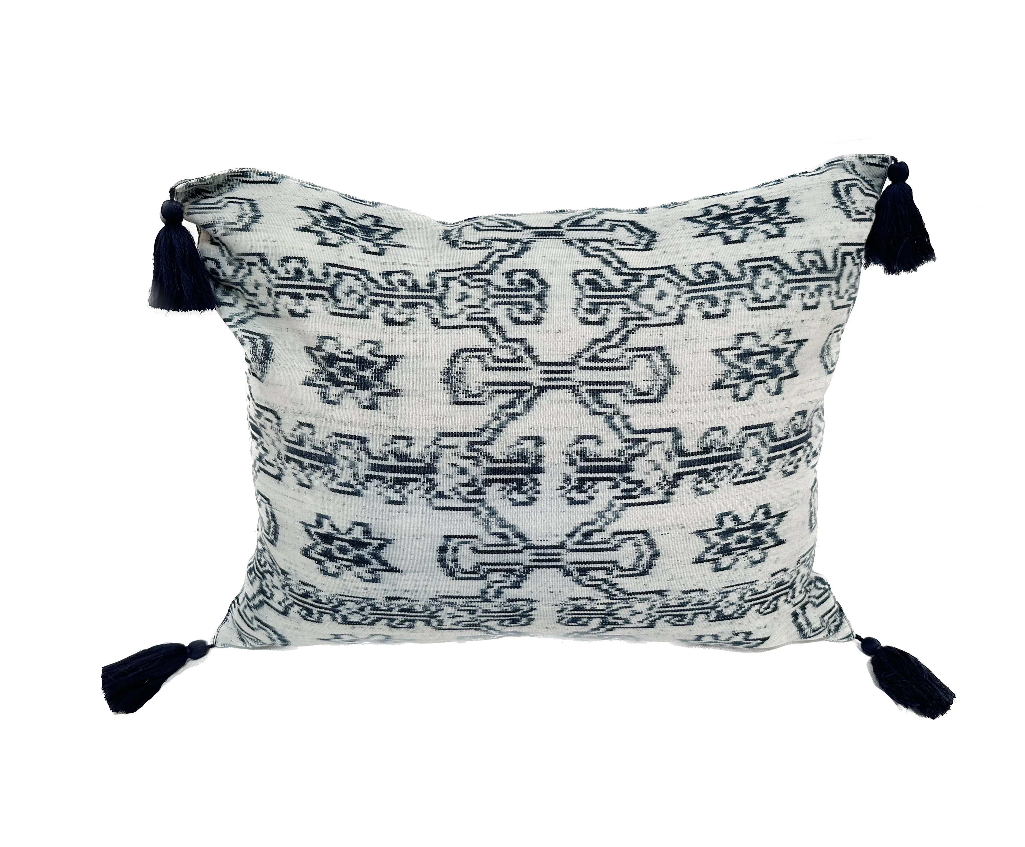 White Ikat Pillow 25x19