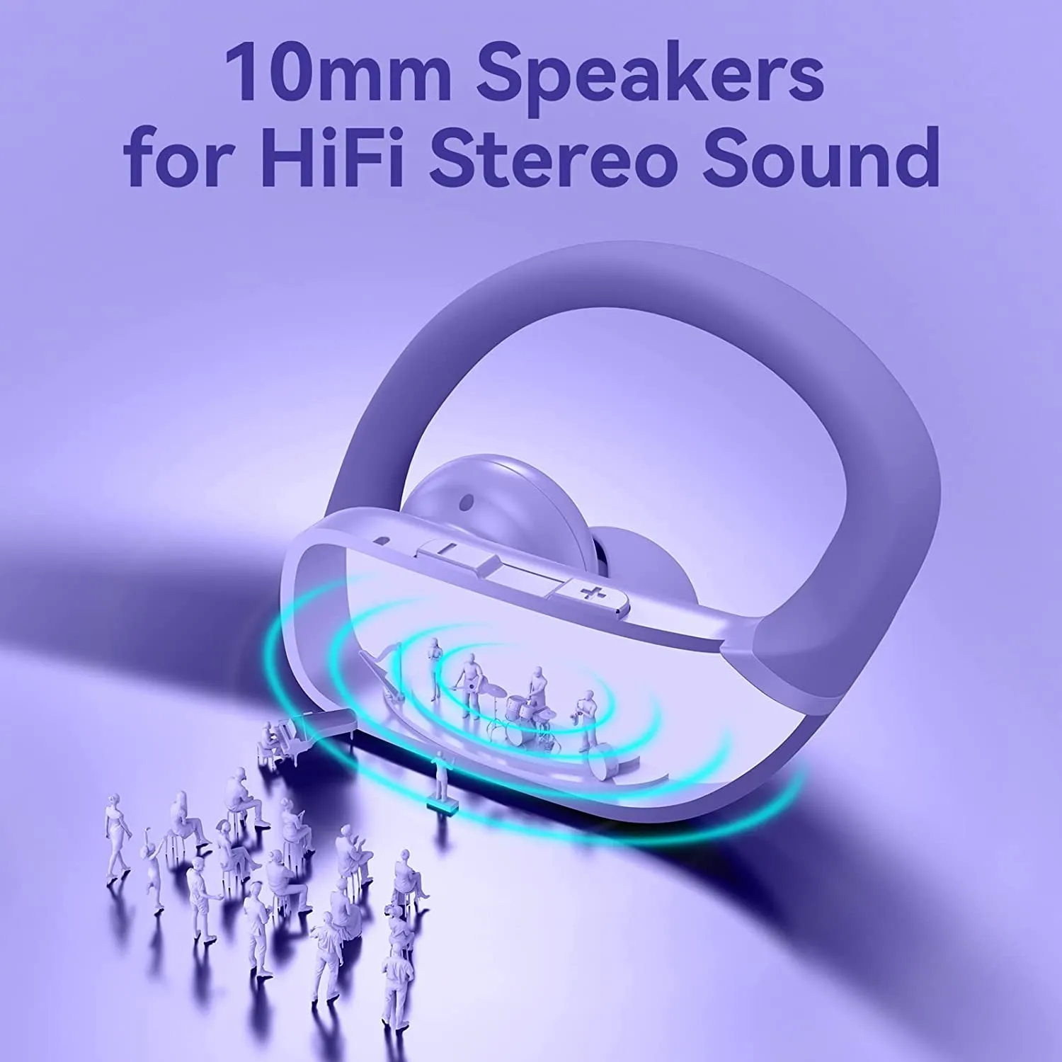 Wireless Earbuds Bluetooth Headphones 48Hrs Play Back Sport Earphones with LED Display Over-Ear Buds with Earhooks Built-In Mic Headset for Workout Purple