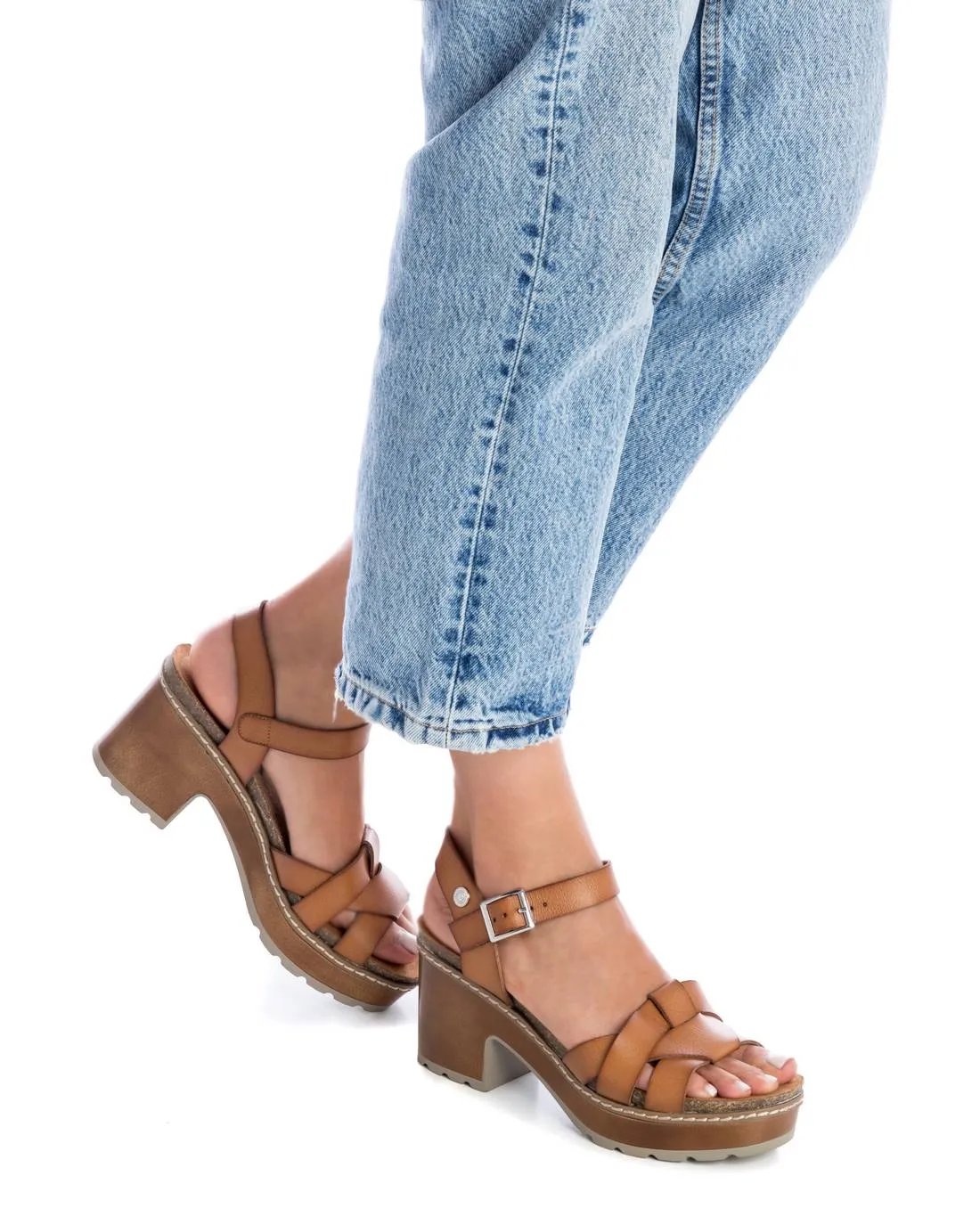 Women's Casual Heeled Platform Sandals By XTI_170786_Medium Brown