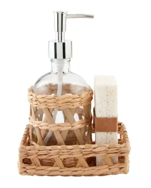 Woven Tray & Soap Pump Set