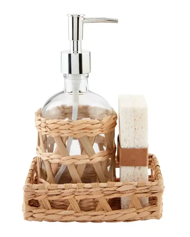 Woven Tray & Soap Pump Set