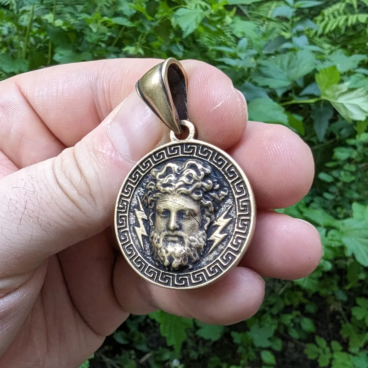Zeus bronze pendant